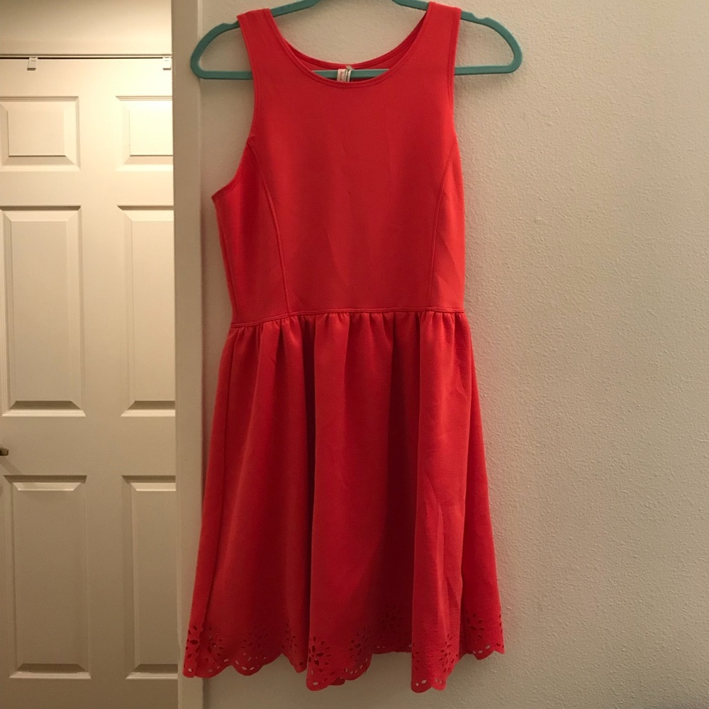 Coral laser cut dress